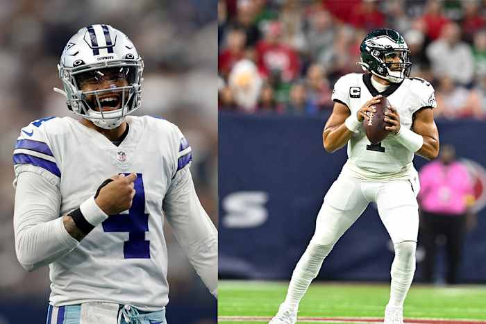 Dallas Cowboys quarterback Dak Prescott leads Philadelphia Eagles quarterback Jalen Hurts in the NFL MVP race.